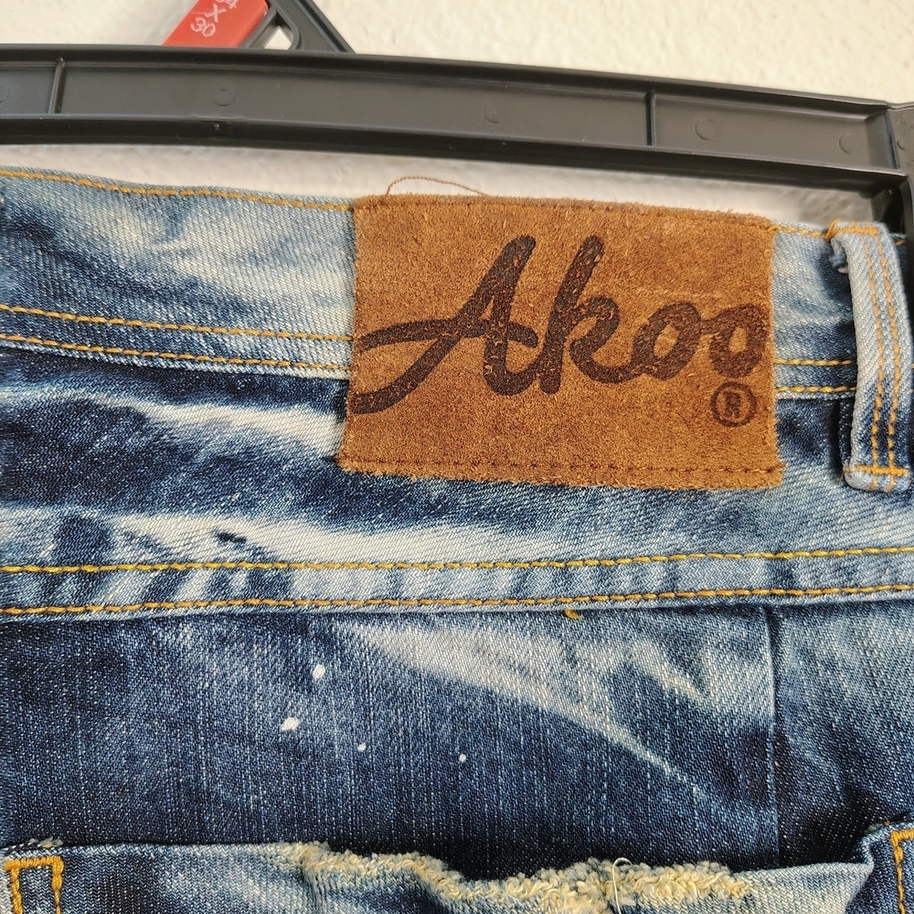AKOO Empire Men’s Denim Shorts Size 44 – Distressed Acid Wash – Missing Button - Picture 16 of 16